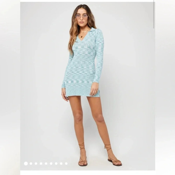 👗🌊 L*Space Aria Ribbed Knit Long Sleeve Mini Dress NWT Size Small 🌊👗 - Picture 1 of 3